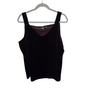 Burgundy Travelers Collection Chico's Velvet Tank Top Sleeveless Size 2  XL Plum